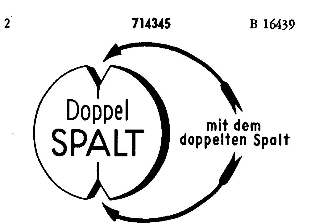 Darstellung der Marke 714345 (Doppel SPALT mit dem doppelten Spalt Spalt-Tablette)