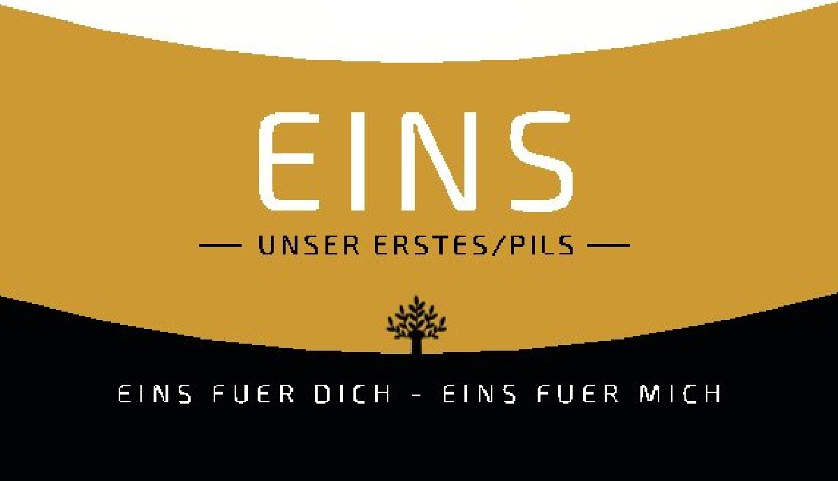 Reproduction of the trade mark 3020231028363 (EINS - UNSER ERSTES/PILS - EINS FUER DICH - EINS FUER MICH)